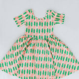 Short Sleeve Twirl Dress in Pink Tulips