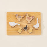 Set of 6 Barnyard Animals on Wooden Plate