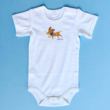 Baby Onesie, Dog with Baguette- Fall Organic Clothing