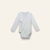 Organic Pima cotton kimono baby onesie - blue