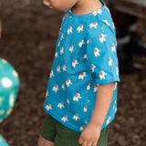 Blue Elephants Loose Fit Short Sleeve Henley Top