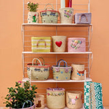 Raffia Storage Basket - Natural - Car Print