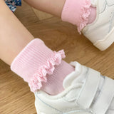 Frilly Non-Slip Stay-On Baby and Toddler Socks - Pink Lemonade