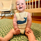 Spring Baby Romper, Sleeveless Knit - Whale (Machine Wash)