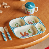 Melamine Baby Dinner Set in Gift Box - Blue Happy Forest Print - 4 pcs