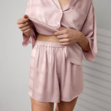 Washable Silk Relaxed Button Up Short Set