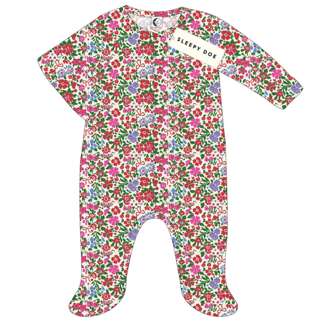 CHRISTMAS BABY SLEEPSUIT | FESTIVE FLORAL