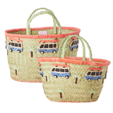 Raffia Storage Basket - Natural - Car Print