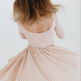 3/4 Sleeve Twirl Dress in Vintage Pink Stripes