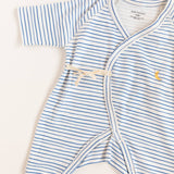 Blue Stripe Print Baby Kimono Onesie