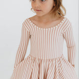 3/4 Sleeve Twirl Dress in Vintage Pink Stripes