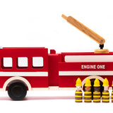 Wooden Fire Truck with Firefighters