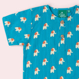 Blue Elephants Loose Fit Short Sleeve Henley Top
