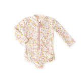 Swim Long Sleeve Hip Ruffle One-Piece Floret