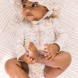 Swim Long Sleeve Hip Ruffle One-Piece Floret