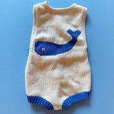 Spring Baby Romper, Sleeveless Knit - Whale (Machine Wash)