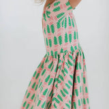 Short Sleeve Twirl Dress in Pink Tulips