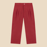 Cherry denim pleated trousers