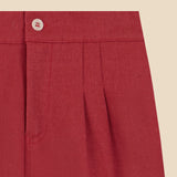 Cherry denim pleated trousers