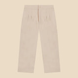 Ivory Denim Pleated Trousers
