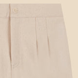 Ivory Denim Pleated Trousers