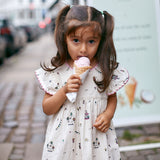 Printed Dress with Ruffle Sleeves