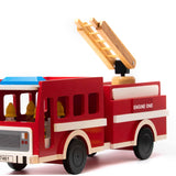 Wooden Fire Truck with Firefighters