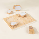 Set of 5 Sheperd Animals on Wooden Plate