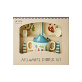 Melamine Baby Dinner Set in Gift Box - Blue Happy Forest Print - 4 pcs