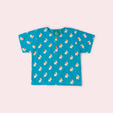 Blue Elephants Loose Fit Short Sleeve Henley Top