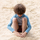 Hazy Blue Striped UPF 50 Sunsafe Long Sleeve Rash Vest