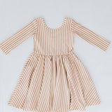 3/4 Sleeve Twirl Dress in Vintage Pink Stripes