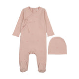 Bow Print Footie- Blush