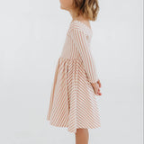 3/4 Sleeve Twirl Dress in Vintage Pink Stripes