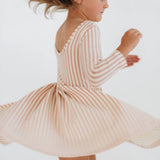 3/4 Sleeve Twirl Dress in Vintage Pink Stripes