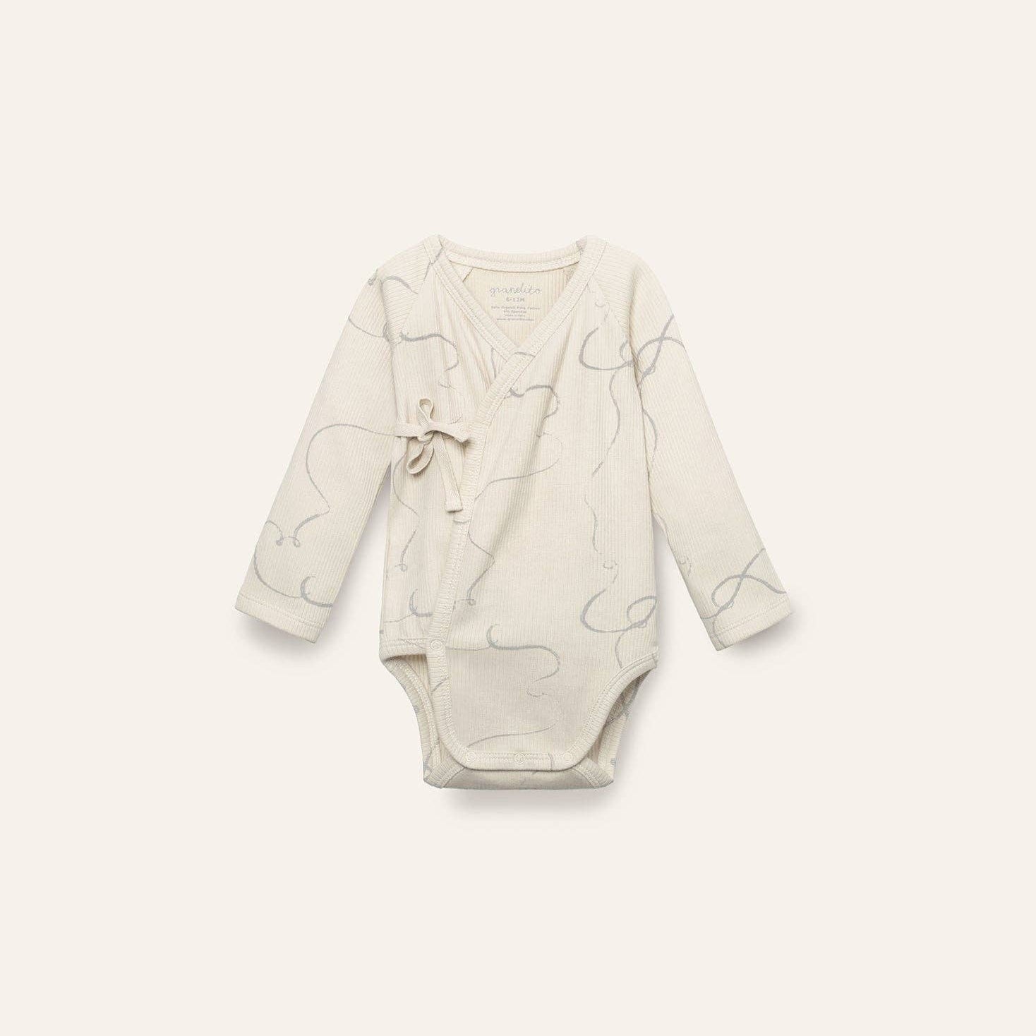 Organic Pima cotton kimono baby onesie - breeze