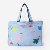 DIAPER BAG - MULTICOLORED EMBROIDERED COTTON BIRDS
