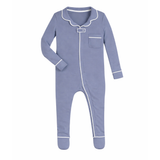 Zipper Footie with Collar | Slate Blue