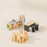 Wooden Doll House Kitchen Furniture & Accessories (12 pcs)