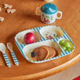 Melamine Baby Dinner Set in Gift Box - Blue Happy Forest Print - 4 pcs