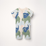 Organic Pima cotton baby playsuit -  wave