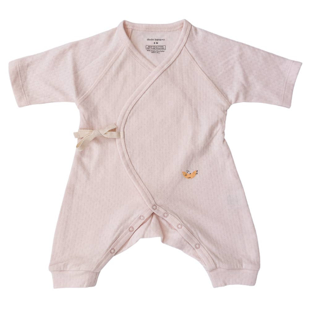 Soft Pink Pointelle Baby Kimono Onesie