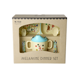 Melamine Baby Dinner Set in Gift Box - Fun Fair Print - Mint - 4 pcs